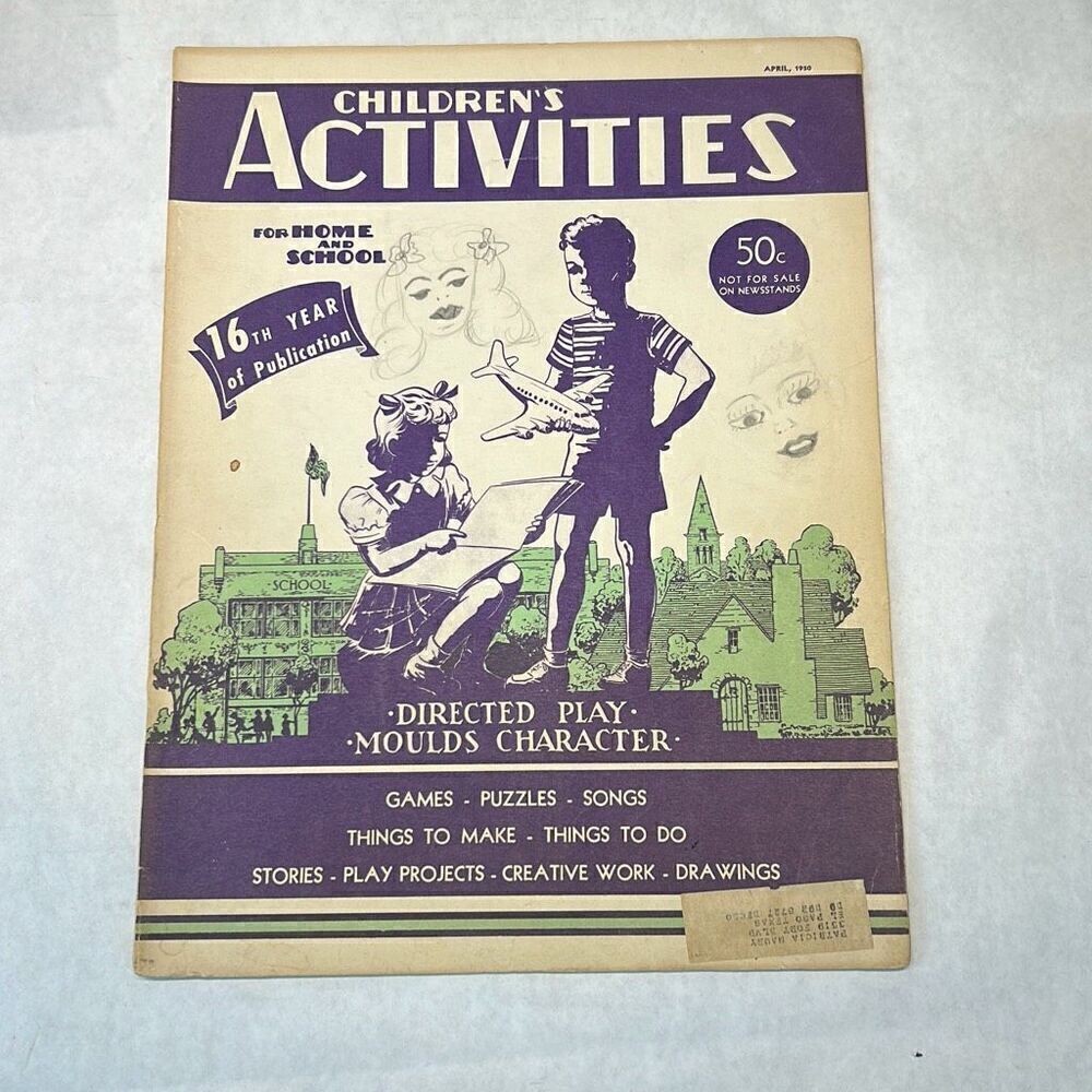 VTG Children's Activities For Home & School Magazine Book April 1950